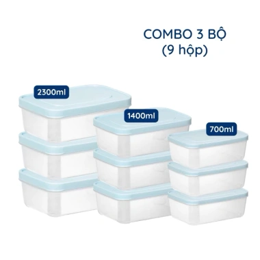 Combo 9 hộp thực phẩm chữ nhật Hokori - Hộp bảo quản đồ đông lạnh MAIHONGPHONG 40.000đ