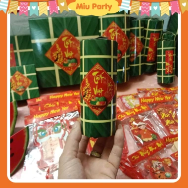 Combo 9 Mô Hình Bánh Chưng, Giò Chả, Dưa Hấu Giấy Cứng Trang Trí Tết 2.025 - 24k