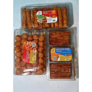 Combo ăn vặt tuổi thơ 3 hộp bánh bò Ngọc Quỳnh, xiên vừng, 3 ngăn vừng, quẩy - Giá chỉ 91.600 VND