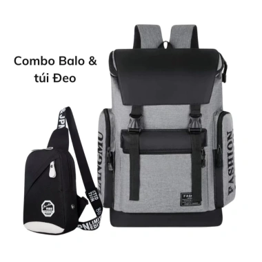 Combo Balo Du Lịch và Túi Đeo Chéo Nam Chất Vải Bền Bỉ - Đựng Laptop, Sách Vở, Quần Áo Đa Năng - Giá 60.496 VND