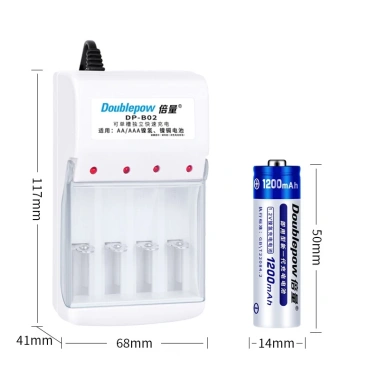 Combo Bộ sạc Doublepow B02 + 4 pin AA/AAA 3.000/1.200/900/800mAh - Giá chỉ 77.000đ