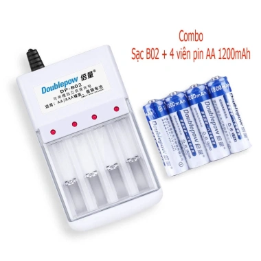 Combo Bộ sạc Doublepow B02 + 4 pin AA/AAA 3.000/1.200/900/800mAh - Giá chỉ 77.000đ 10 Combo Bộ sạc Doublepow B02 + 4 pin AA/AAA 3.000/1.200/900/800mAh - Giá chỉ 77.000đ 10