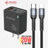 Combo Bộ sạc nhanh Basefast 20W/30W 2 Cổng + Dây dù siêu bền, tương thích iPhone 11‑14 Pro, Giá chỉ 205.000₫ 2