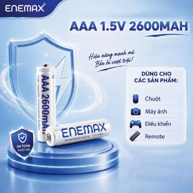 Combo Bộ Sạc Nhanh ENEMAX 1.5V Tự Ngắt +4 Pin AA 4.600mAh +4 Pin 2.600mAh - Pin Sạc Tái Dụng, Mic Karaoke 4