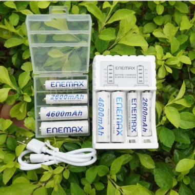 Combo Bộ Sạc Nhanh ENEMAX 1.5V Tự Ngắt +4 Pin AA 4.600mAh +4 Pin 2.600mAh - Pin Sạc Tái Dụng, Mic Karaoke 5