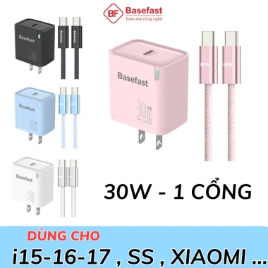 Combo bộ sạc nhanh Type C 30W Basefast công nghệ Gan an toàn cho Phone 15/16/17, Samsung, Xiaomi - Giá chỉ 260.000₫ 10 Combo bộ sạc nhanh Type C 30W Basefast công nghệ Gan an toàn cho Phone 15/16/17, Samsung, Xiaomi - Giá chỉ 260.000₫ 10