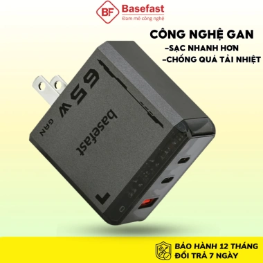 Combo bộ sạc nhanh Type‑C 65W Basefast PD65W + dây dù 100W cho iPhone, Samsung, máy tính bảng – Giá chỉ 555.000₫ 4 Combo bộ sạc nhanh Type‑C 65W Basefast PD65W + dây dù 100W cho iPhone, Samsung, máy tính bảng – Giá chỉ 555.000₫ 4