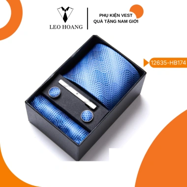 Combo Cà Vạt Nam 5 Món Họa Tiết Sọc Leo Hoang – Lụa, Khăn, Kẹp, Măng Sét, Hộp Quà Tặng Giá Ưu Đãi 249k
