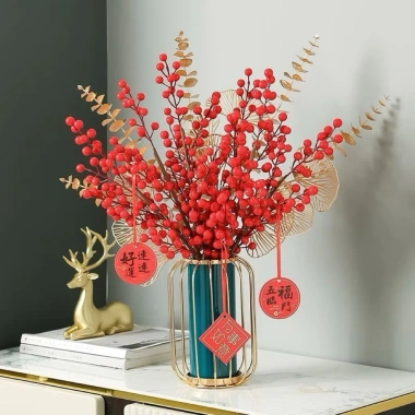 Combo Cành Quả Đông 12 nhánh 100cm - Giá sỉ siêu rẻ 150k, mua 5/10/20 tặng lá táo, decor Tết, quán cafe, shop