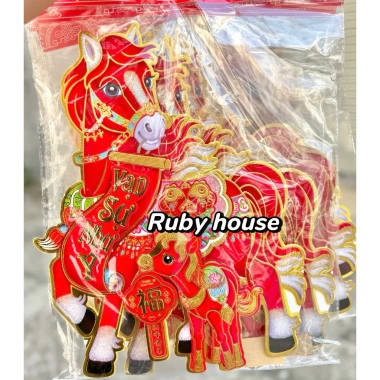 Combo dán kính trang trí Tết Bính Ngọ 2.026 kèm keo hai mặt, giá ưu đãi 59.000đ 7