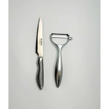 Combo Dao Gọt Global và Nạo Hoa Quả Thép Đúc 2 Dao Thổ Cẩm - Gọt Rau Củ, Giá 99.000₫