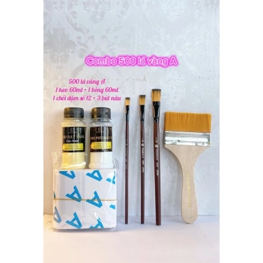 Combo Dát Vàng 500 Lá A Bản Chuyên Nghiệp + Keo 60ml & Phủ Bóng - Tiết Kiệm Combo Dát Vàng 500 Lá A Bản Chuyên Nghiệp + Keo 60ml & Phủ Bóng - Tiết Kiệm