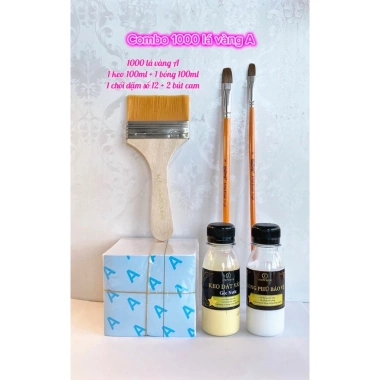 Combo Dát Vàng 500 Lá A Bản Chuyên Nghiệp + Keo 60ml & Phủ Bóng - Tiết Kiệm