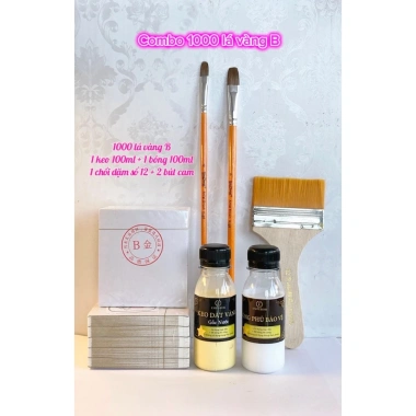 Combo Dát Vàng 500 Lá A Bản Chuyên Nghiệp + Keo 60ml & Phủ Bóng - Tiết Kiệm