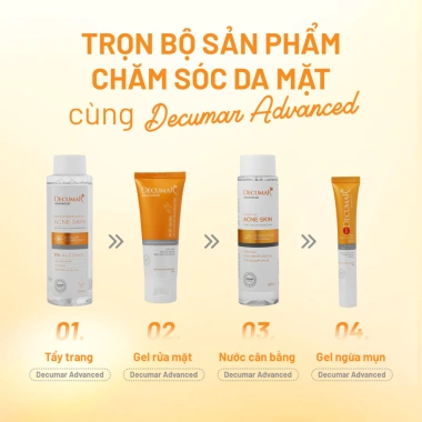 Combo Decumar Advanced: Gel ngừa mụn, Gel rửa mặt + Kem chống nắng cho da mụn - 315.000₫ 7