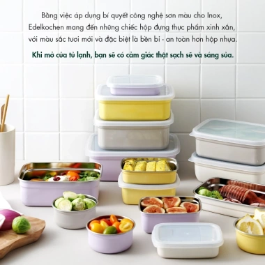 Combo hộp bảo quản thực phẩm inox 304 Edelkochen Edellock kháng khuẩn - Giá ưu đãi 29.000 VND