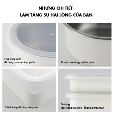 Combo hộp bảo quản thực phẩm inox 304 Edelkochen Edellock kháng khuẩn - Giá ưu đãi 29.000 VND