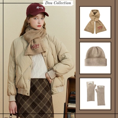 Combo Khăn Len Cashmere Quàng Cổ, Găng Tay, Mũ Len Unisex Nâu – Quà Tặng Happy New Year 2.026