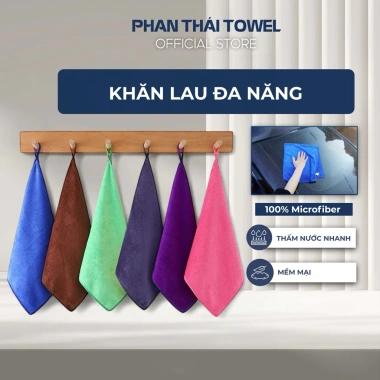 Combo Khăn Vuông Móc Microfiber 25x25cm Tiết Kiệm Nail Móng Lau Xe Giá 39.000