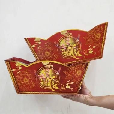 Combo khay thuyền đựng giỏ quà Tết mẫu 2.026 ưu đãi 120.000 VND, giảm từ 146.400 VND