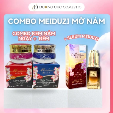 Combo Meiduzi mờ nám tàn nhang Nhật - kem ngày đêm + serum DC120 cấp ẩm - 135k