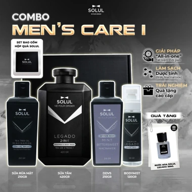 Combo Men's Care - Sữa tắm gội 2in1 420g + Sữa rửa mặt 210g + Dung dịch vệ sinh + Body Mist 120ml - Quà tặng nam 558k