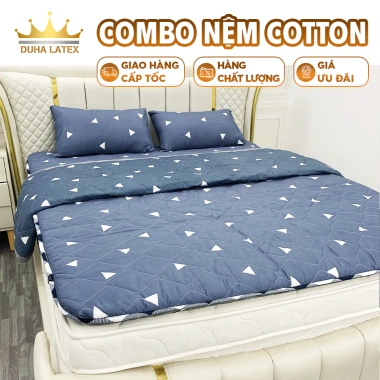 Combo Nệm Topper & Gối + Chăn Chần Bông Microfiber May Biên Chắc - Giá Ưu Đãi 337.000đ - Duhalatex Store 2