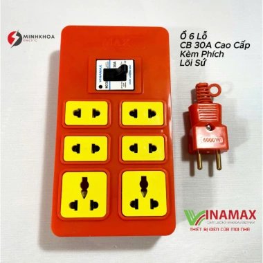 Combo Ổ Cắm Phích Cắm Lõi Sứ Vinamax 6.000W - Dùng cho Bếp Từ, Máy Hàn, Thiết Bị Công Suất Lớn - Giá chỉ 58.000đ