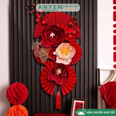 Combo phụ kiện trang trí Tết Nguyên Đán 2.026 Bình ngọ, Quạt hoa, backdrop - chỉ 75.000đ Combo phụ kiện trang trí Tết Nguyên Đán 2.026 Bình ngọ, Quạt hoa, backdrop - chỉ 75.000đ