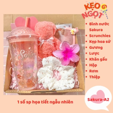 Combo quà sinh nhật nữ: bình nước dễ thương và phụ kiện tóc chỉ 49.000₫