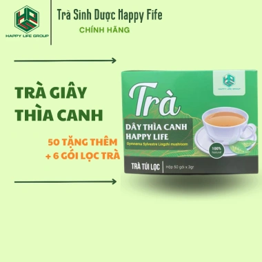 Combo Quà Tặng Trà Giây Happy Life 4 Hộp và Thìa Canh, 200 Gói Lọc - Khuyến mãi Giá 69.000₫