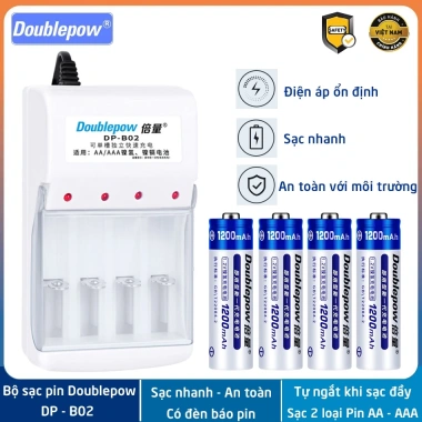 Combo sạc đa năng Doublepow DP-B02 + 4 pin AA 1.200mAh - Giá 30.000₫