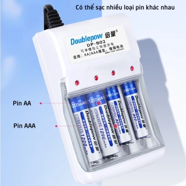 Combo sạc đa năng Doublepow DP-B02 + 4 pin AA 1.200mAh - Giá 30.000₫