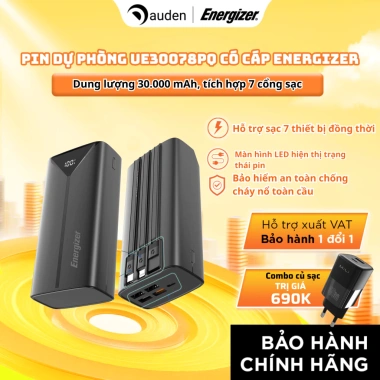 Combo sạc nhanh Energizer 30.000mAh không dây đa cổng và Củ sạc 50W Mili - Giá ưu đãi 1,07tr - Hàng chính hãng