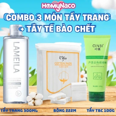 Combo Tẩy Sạch Da Maycreate 300ml, Gel Tế Bào Chết Ginbi 100g, Bông Tẩy Trang Siêu Mềm 222m - Giá 19.000