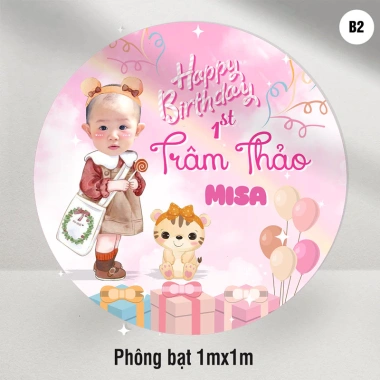 Combo trang trí sinh nhật bé gái màu hồng B2 - giảm giá còn 70.000đ 2