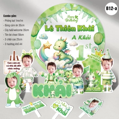 Combo trang trí sinh nhật BÉ TRAI tuổi Thìn - Đồ trang trí Rồng, giá chỉ 70.000đ