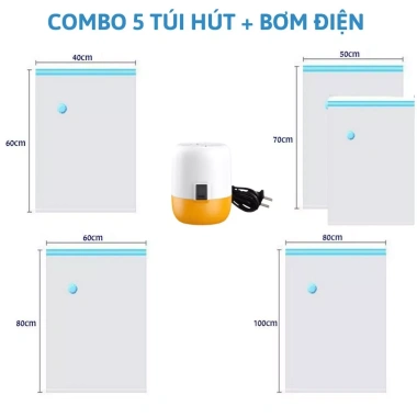 Combo túi hút chân không đựng quần áo, chăn gối - Tiết kiệm không gian, bảo quản 10