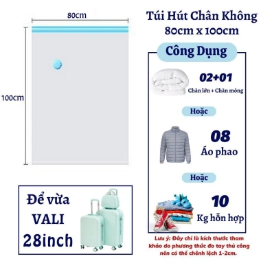 Combo túi hút chân không đựng quần áo chăn gối - Tiết kiệm không gian, chống mốc, tái sử dụng nhiều lần - 120k 3