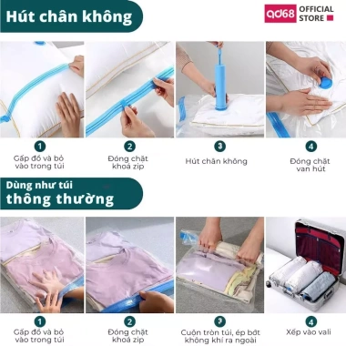 Combo túi hút chân không đựng quần áo chăn gối - Tiết kiệm không gian, chống mốc, tái sử dụng nhiều lần - 120k 4