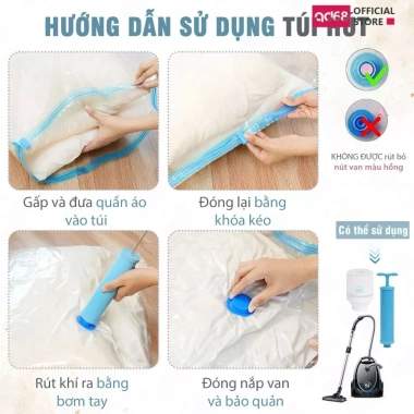 Combo túi hút chân không đựng quần áo chăn gối - Tiết kiệm không gian, chống mốc, tái sử dụng nhiều lần - 120k 7