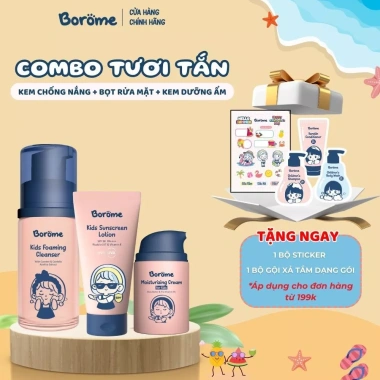 Combo Tưới Tắn bé: Kem dưỡng ẩm, kem chống nắng, bọt rửa mặt 100ml Dịu nhẹ, 389.000₫