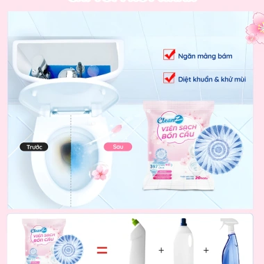 Combo Viên sạch bồn cầu CleanZ - Chai thả khử mùi, diệt vi khuẩn, tẩy mảng bám, 99.000 VND