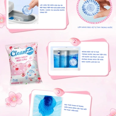 Combo Viên sạch bồn cầu CleanZ - Chai thả khử mùi, diệt vi khuẩn, tẩy mảng bám, 99.000 VND