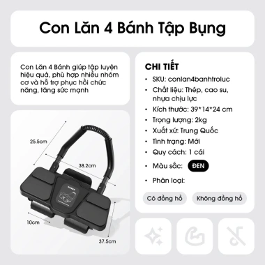 Con Lăn 4 Bánh Trợ Lực Thế Hệ Mới – Tập Bụng, Plank Tại Nhà, Khuỷu Tay Giá Ưu Đãi 296k 3