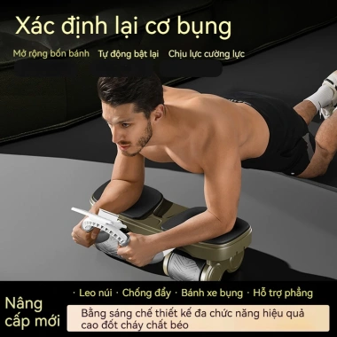 Con lăn tập bụng cao cấp 4 bánh – Dụng cụ luyện tập cơ bụng tại nhà, giảm mỡ hiệu quả