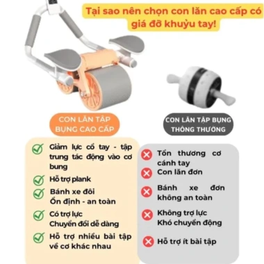 Con Lăn Tập Bụng Thế Hệ Mới – Trợ Lực 2 Bánh, Thiết Kế Chỗ Để Tay, Tặng Miếng Lót 6
