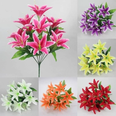 Conopery Hoa huệ nhân tạo 10 đầu - Bó hoa cô dâu đa màu, nhựa tinh tế, trang trí tiệc cưới tại nhà