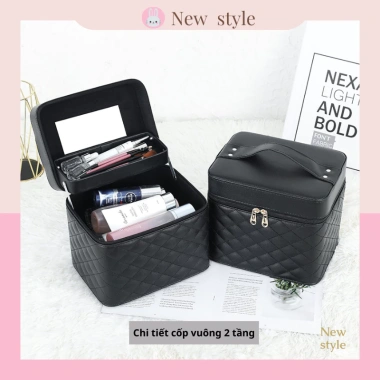 Cốp mỹ phẩm cầm tay da PU cao cấp 2 ngăn chống thấm nước, đựng đồ trang điểm - 237.750₫ 6