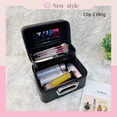 Cốp mỹ phẩm cầm tay da PU cao cấp 2 ngăn chống thấm nước, đựng đồ trang điểm - 237.750₫ 10